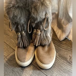 Tory Burch furry sneaker boots